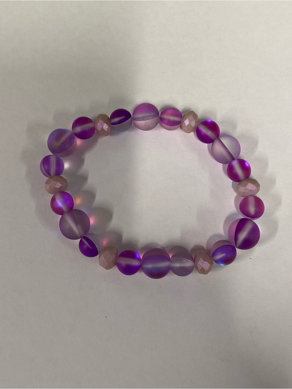 Purple Beaded Stretch Bracelet